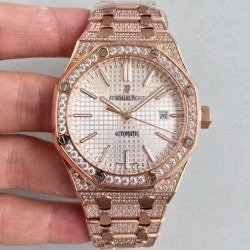 Replica Audemars Piguet Royal Oak 15400 N Rose Gold & Diamond Silver Dial Swiss 3120