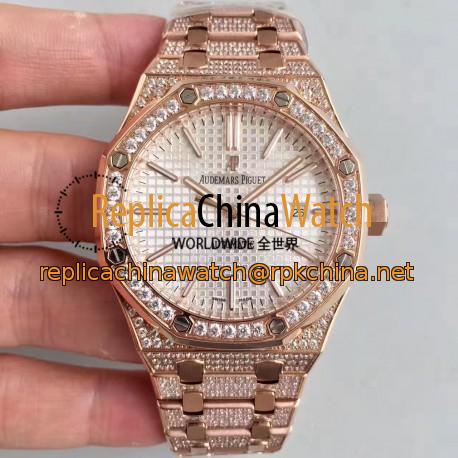 Replica Audemars Piguet Royal Oak 15400 N Rose Gold & Diamond Silver Dial Swiss 3120