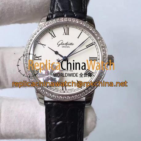 Replica Glashutte Original Senator Excellence V4 1-39-52-01-02-04 GF Stainless Steel & Diamonds White Dial Swiss Caliber 39-52