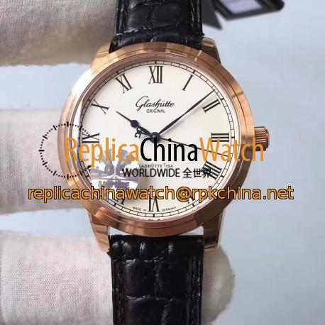 Replica Glashutte Original Senator Excellence V4 1-39-52-01-01-04 GF Rose Gold White Dial Swiss Caliber 39-52