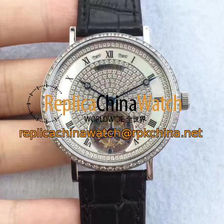 Replica Breguet Classique Tourbillon BG Stainless Steel & Diamonds Diamond Dial Swiss Tourbillon