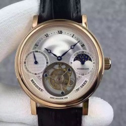 Replica Breguet Grand Complication Moonphase Tourbillon AX Rose Gold Silver Dial Swiss Tourbillon