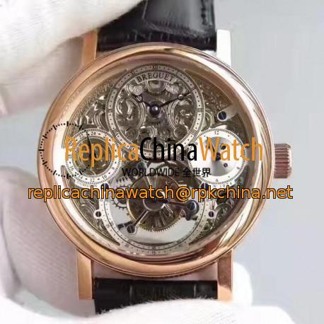 Replica Breguet Grand Complication Tourbillon AX Rose Gold Silver Skeleton Dial Swiss Tourbillon