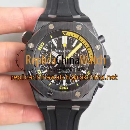 Replica Audemars Piguet Royal Oak Offshore Diver Chronograph 26703 JH Black Ceramic Black Dial Swiss 3124