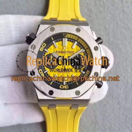 Replica Audemars Piguet Royal Oak Offshore Diver Chronograph 26703ST.OO.A051CA.01 JF Stainless Steel Yellow Dial Swiss 3124