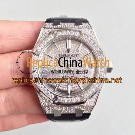 Replica Audemars Piguet Royal Oak 15450 JF Stainless Steel & Diamonds Diamond Dial Swiss 3120