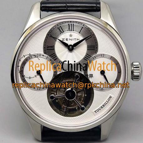 Replica Zenith EP Calender Tourbillon SS/LE White Swiss Tourbillon