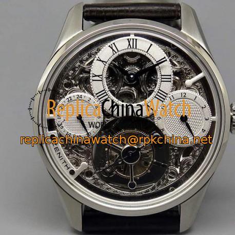 Replica Zenith EP Calender Skeleton Tourbillon SS/LE Black Swiss Tourbillon