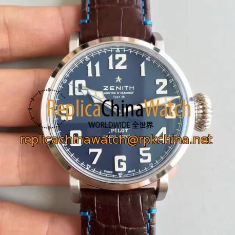 Replica Zenith Pilot Type 20 Extra Special 03.2430.3000.21.C738 XF Stainless Steel Blue Dial Swiss 2824-2