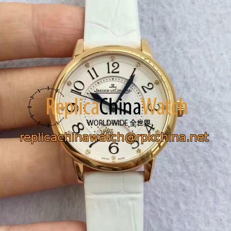 Replica Jaeger-LeCoultre Ladies Rendez-Vous Night & Day Medium 3441420 N Yellow Gold White Dial Swiss 898A/1