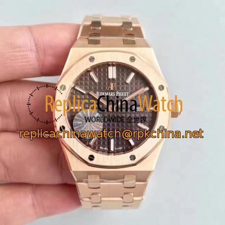 Replica Audemars Piguet Royal Oak 15450 JF Rose Gold Brown Dial Swiss 3120