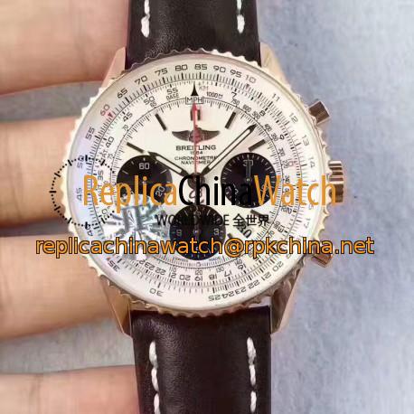 Replica Breitling Navitimer 01 RB012012.BA49.435X.R20BA.1 JF Rose Gold White Dial SWISS 7750