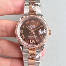 Replica Rolex Datejust 31 178341 31MM JF Stainless Steel & Rose Gold Chocolate Dial Swiss 2836-2