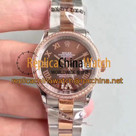 Replica Rolex Datejust 31 178341 31MM JF Stainless Steel & Rose Gold Chocolate Dial Swiss 2836-2