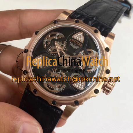 Replica Antoine Preziuso Tourbillon of Tourbillons LE Rose Gold Black Skeleton Dial Swiss Caliber AFP-TTR-3X