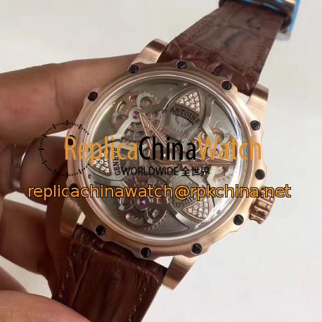 Replica Antoine Preziuso Tourbillon of Tourbillons LE Rose Gold Silver Skeleton Dial Swiss Caliber AFP-TTR-3X