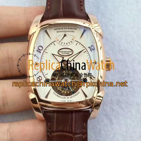 Replica Parmigiani Fleurier Kalpa Grande Tourbillon BM Rose Gold White Dial Swiss Tourbillon