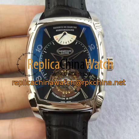 Replica Parmigiani Fleurier Kalpa Grande Tourbillon BM Stainless Steel Black Dial Swiss Tourbillon