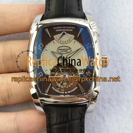 Replica Parmigiani Fleurier Kalpa Grande Tourbillon BM Stainless Steel Brown & White Dial Swiss Tourbillon