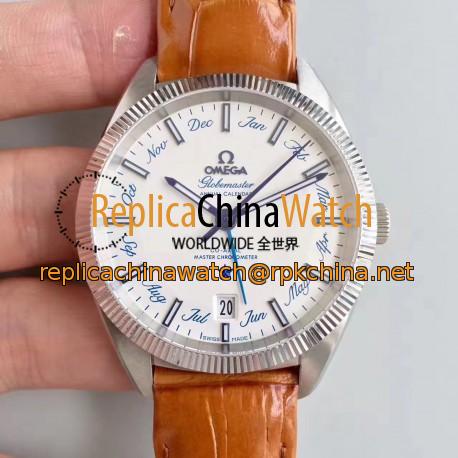 Replica Omega Globemaster Annual Calendar 130.33.41.22.02.001 OM Stainless Steel White Dial M9015