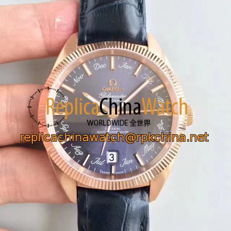 Replica Omega Globemaster Annual Calendar130.53.41.22.03.001 OM Rose Gold Blue Dial M9015