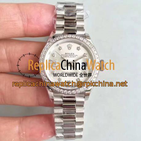 Replica Rolex Lady Datejust 28 279136RBR 28MM N Stainless Steel & Diamonds Silver Dial Swiss 2236