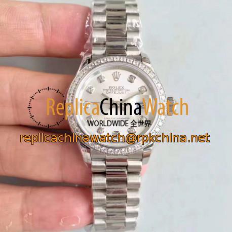 Replica Rolex Lady Datejust 28 279136RBR 28MM N Stainless Steel & Diamonds Silver Dial Swiss 2236