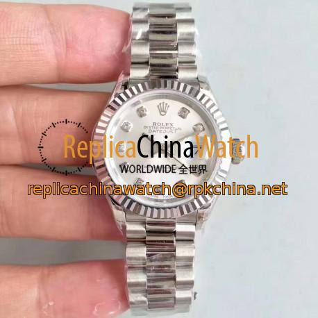 Replica Rolex Lady Datejust 28 279166 28MM N Stainless Steel Silver Dial Swiss 2236