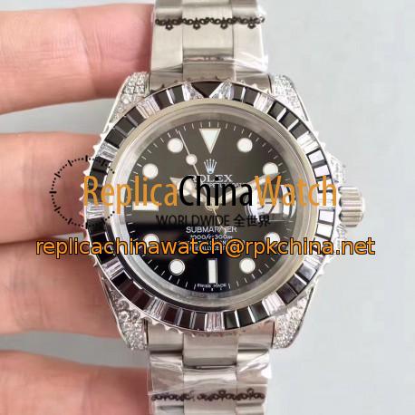 Replica Rolex Submariner Date 116610LN BP Stainless Steel & Diamonds Black Dial Swiss 2836-2