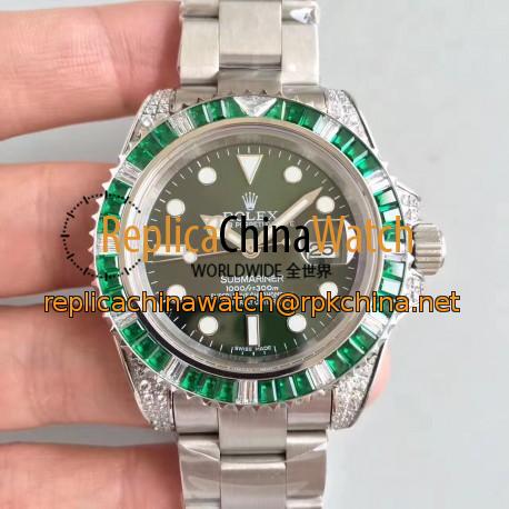 Replica Rolex Submariner Date 116610LV BP Stainless Steel & Diamonds Green Dial Swiss 2836-2