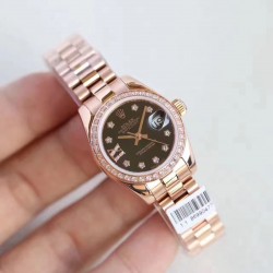 Replica Rolex Lady Datejust 28 279135RBR 28MM N Rose Gold & Diamonds Black Dial Swiss 2671