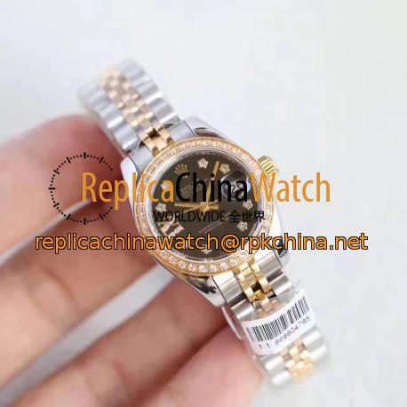 Replica Rolex Lady Datejust 28 279383RBR 28MM N Stainless Steel & Yellow Gold Black Dial Swiss 2671