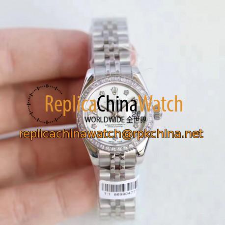 Replica Rolex Lady Datejust 28 279136RBR 28MM N Stainless Steel & Diamonds Mother Of Pearl Dial Swiss 2671