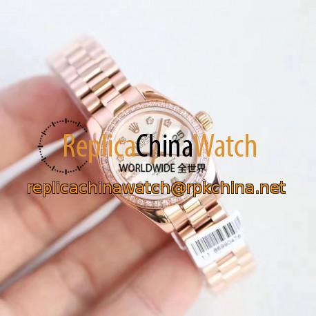 Replica Rolex Lady Datejust 28 279135RBR 28MM N Rose Gold & Diamonds Mother Of Pearl Dial Swiss 2671